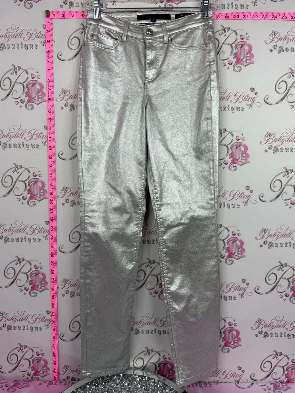 Guess jeans shiny 1981 skinny high Metallic Silver Skinny Jeans